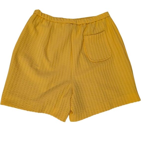 60s Vintage Women's Yellow Seersucker Elastic Waist Shorts MCM Summer - Picture 3 of 8